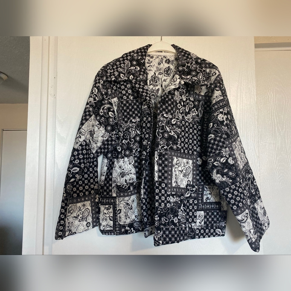 Black and White Patterned Women's Jacket